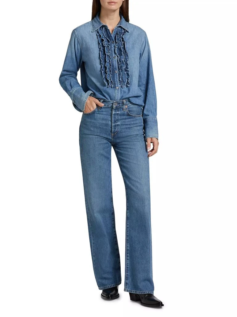 Citizens of Humanity Alta Denim Ruffled Tuxedo Shirt 2