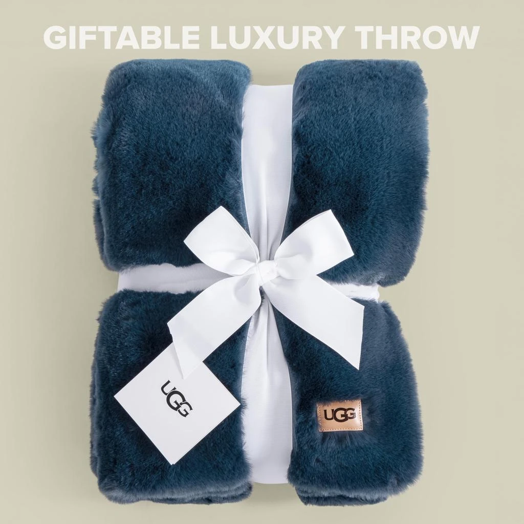 UGG UGG Euphoria Faux Fur Throw Blanket, Soft Warm Throw Blankets for Couch or Bed, Luxury Bedroom Decor, Giftable Fuzzy Blankets, Machine Washable, 50-inch x 70-inch, Indigo Blue 3