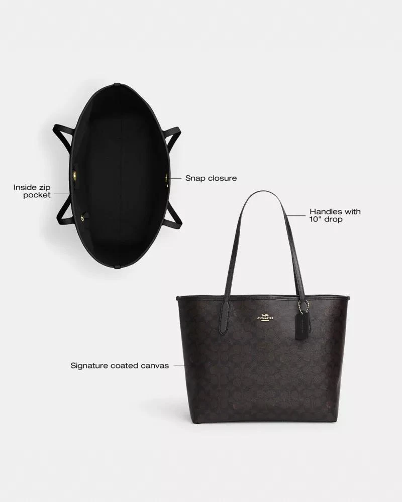 Coach City Tote Bag In Signature Canvas 6