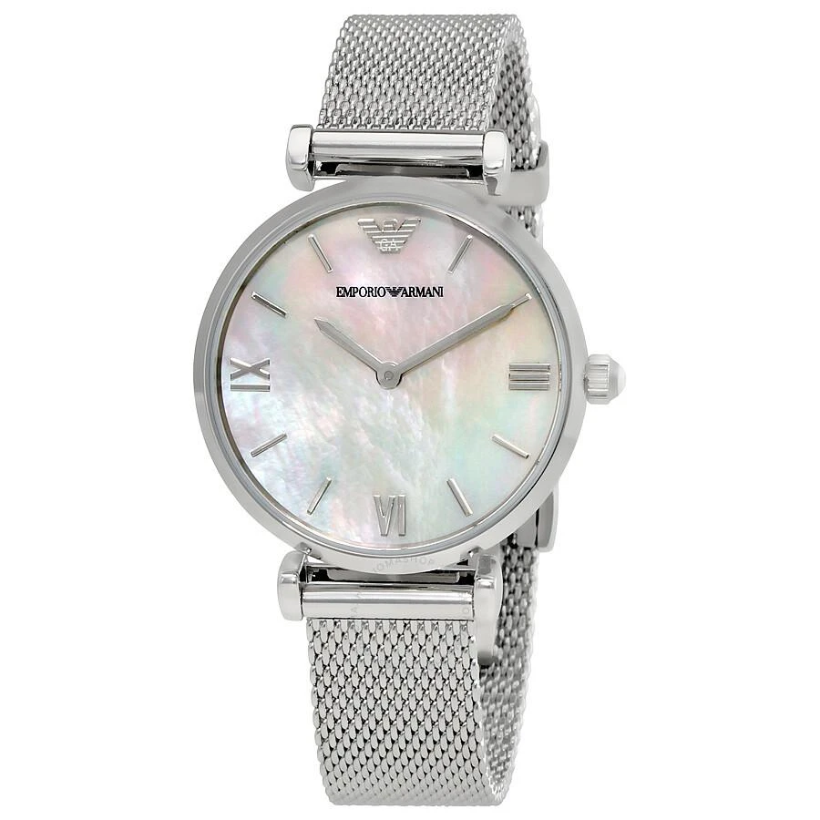 Emporio Armani Retro White Mother of Pearl Dial Ladies Watch AR1955 1