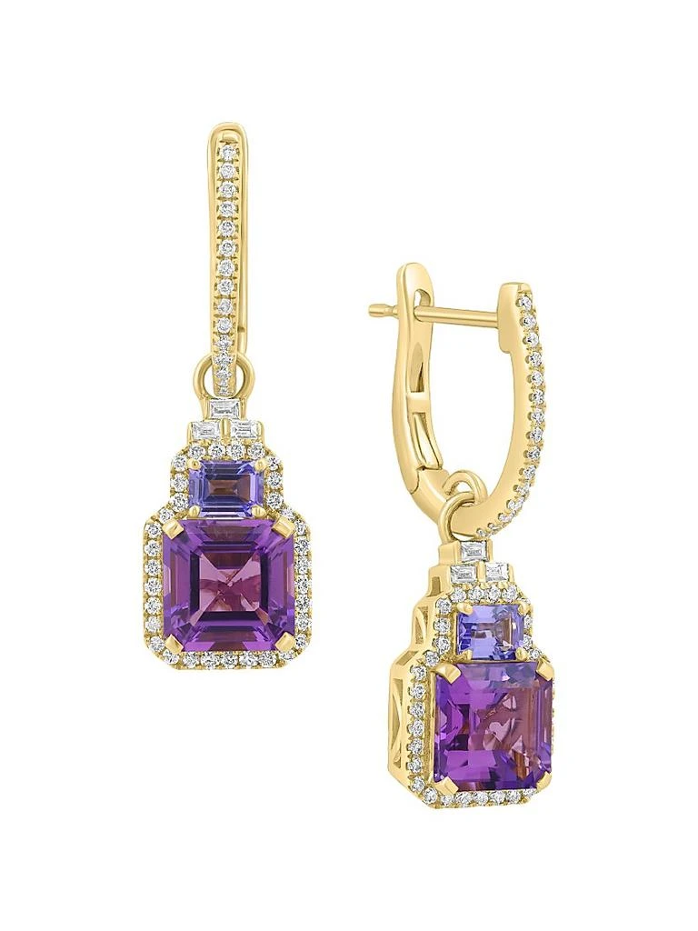 Saks Fifth Avenue Collection 14K Yellow Gold & Multi-Gemstone Halo Drop Earrings 3