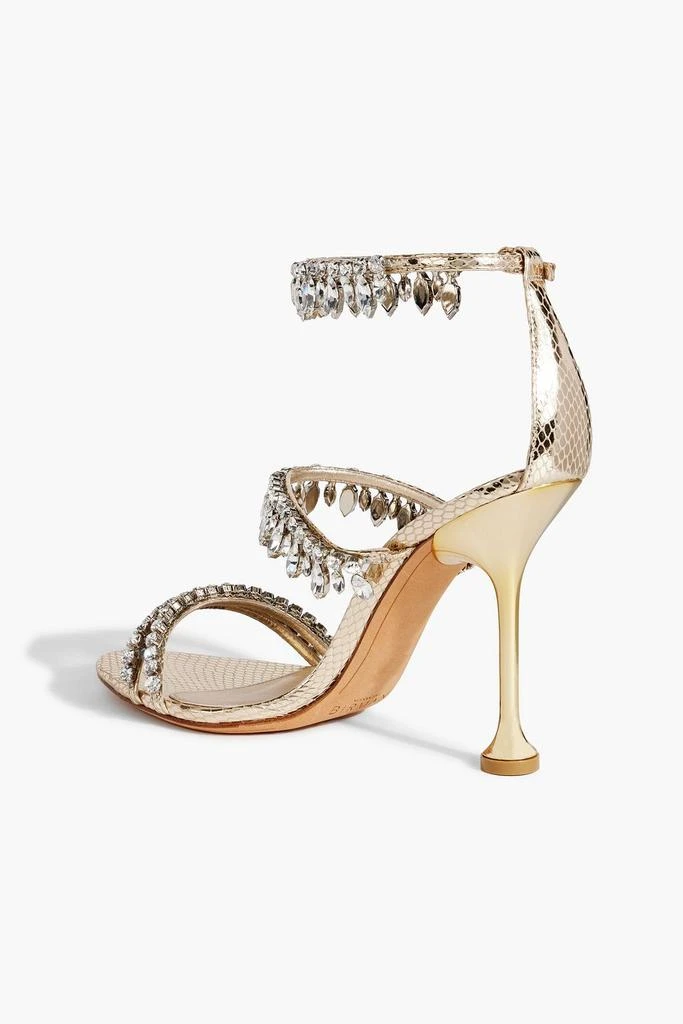 Alexandre Birman Karina embellished metallic snake-effect leather sandals 3