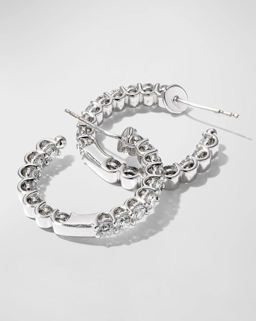 Memoire 18k White Gold Diamond U-Basket Hoop Earrings, 3.19tcw 3