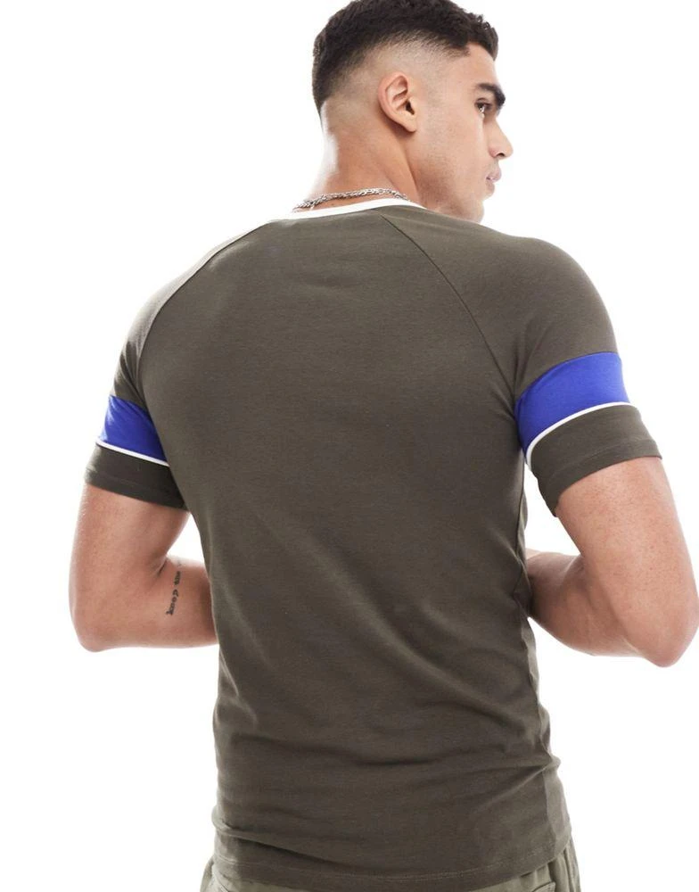ASOS ASOS DESIGN muscle fit t-shirt with cut and sew detail in brown 2