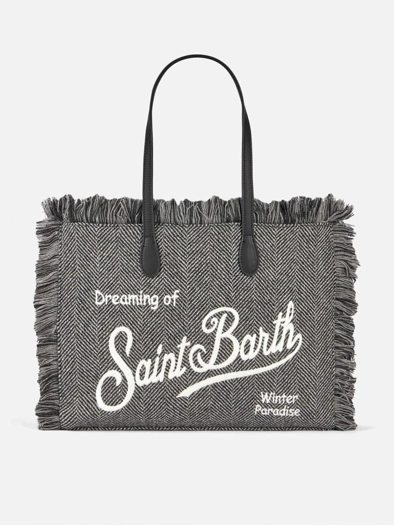 Mc2 Saint Barth Donegal Vanity Fringed Shoulder Bag With Herringbone Pattern 1