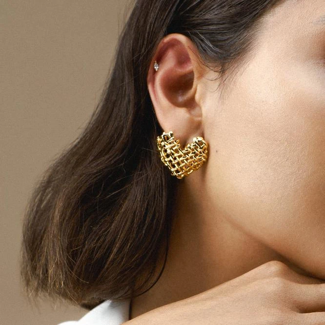 Orelia London Statement Woven Heart Stud Earrings 2