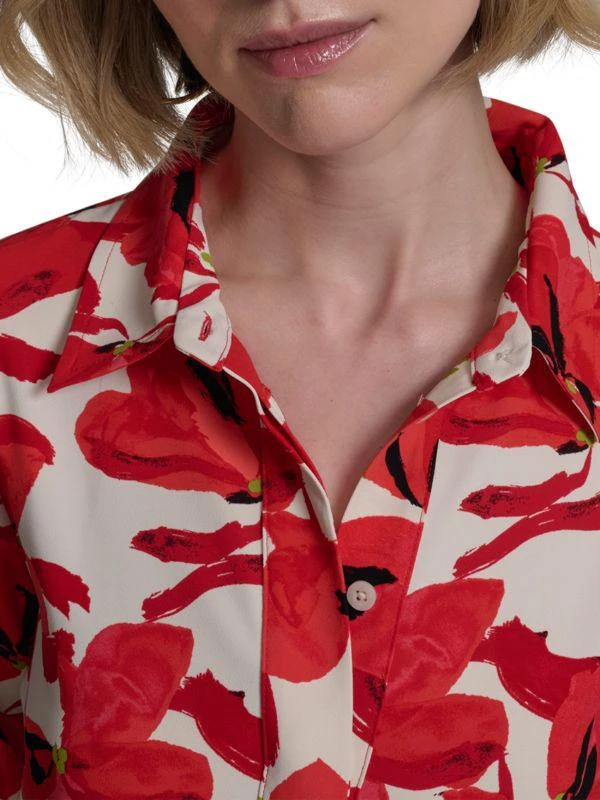 HALSTON May-25 Patterned Crepe Midi Shirt Dress 5