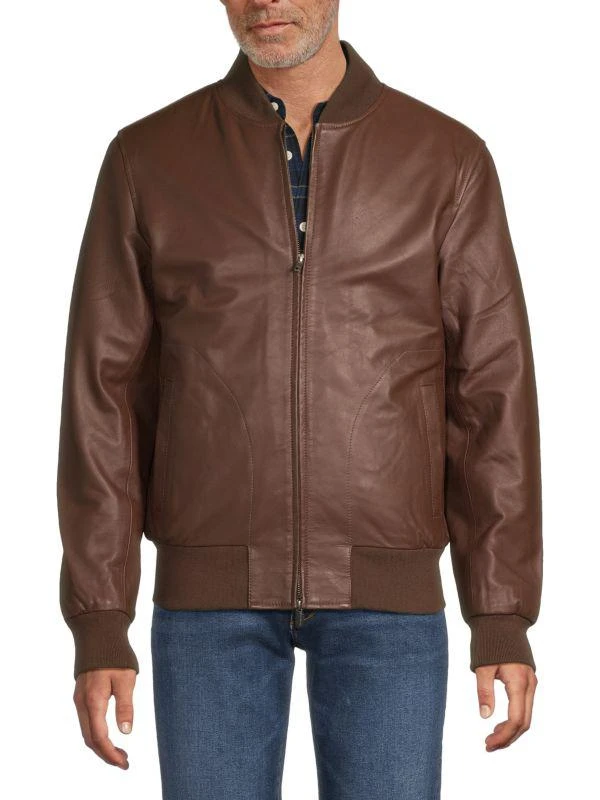 Slate & Stone Baseball Collar Leather Bomber Jacket 1