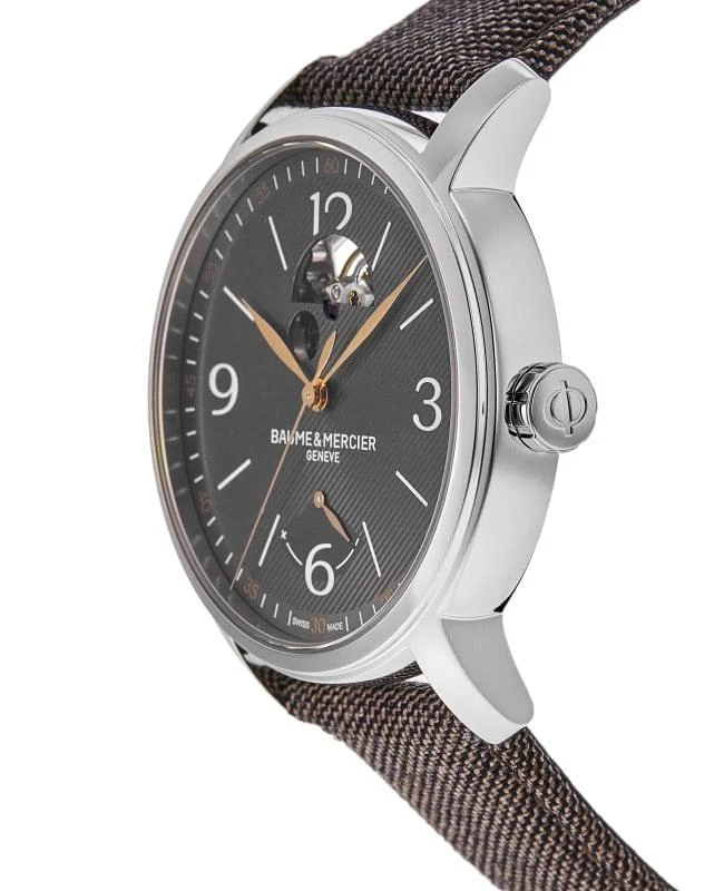 Baume & Mercier Baume & Mercier Classima Automatic Grey Dial Brown Fabric Strap Men's Watch 10718 3