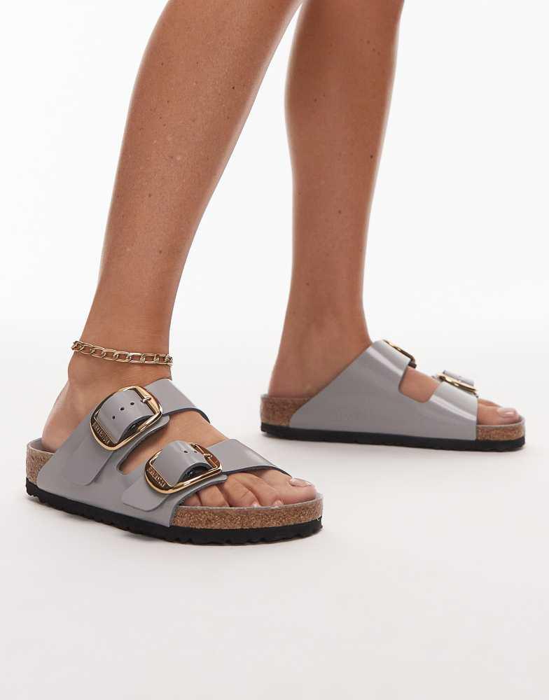 Birkenstock Birkenstock Arizona big buckle high shine sandals in stone grey