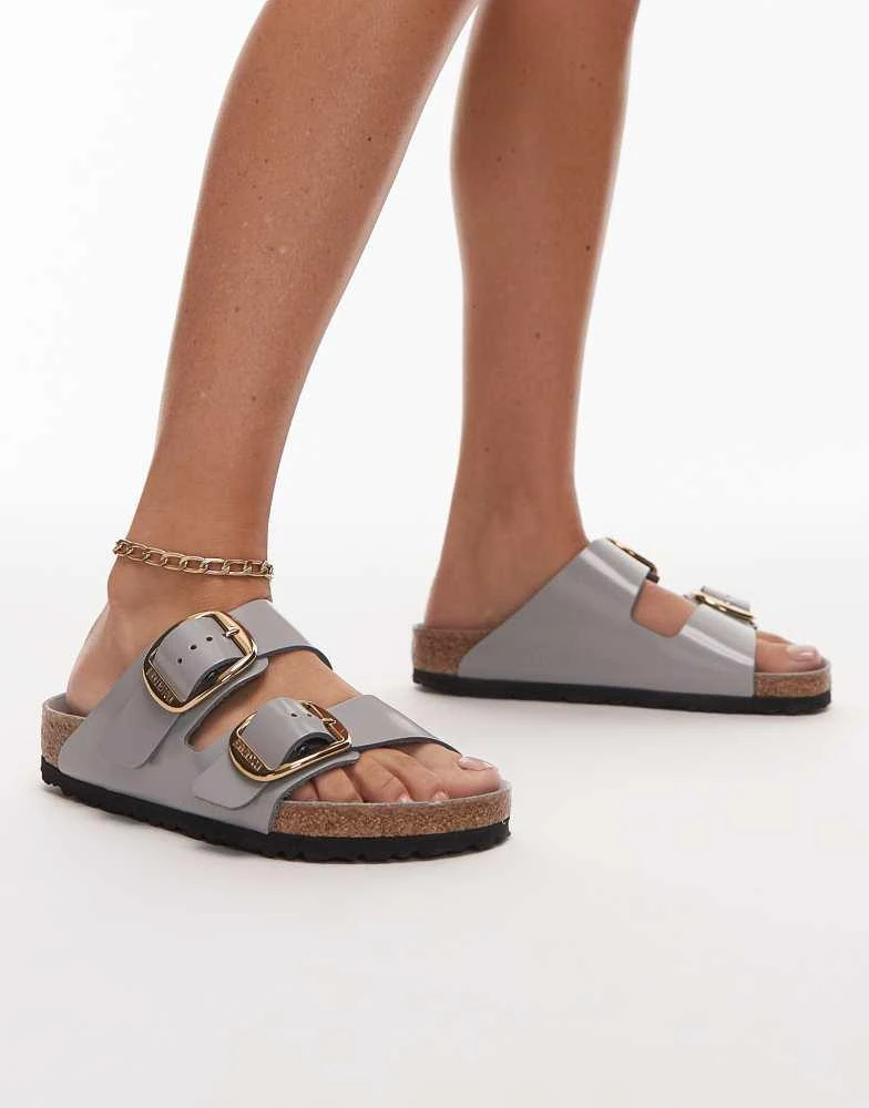 Birkenstock Birkenstock Arizona big buckle high shine sandals in stone grey 1