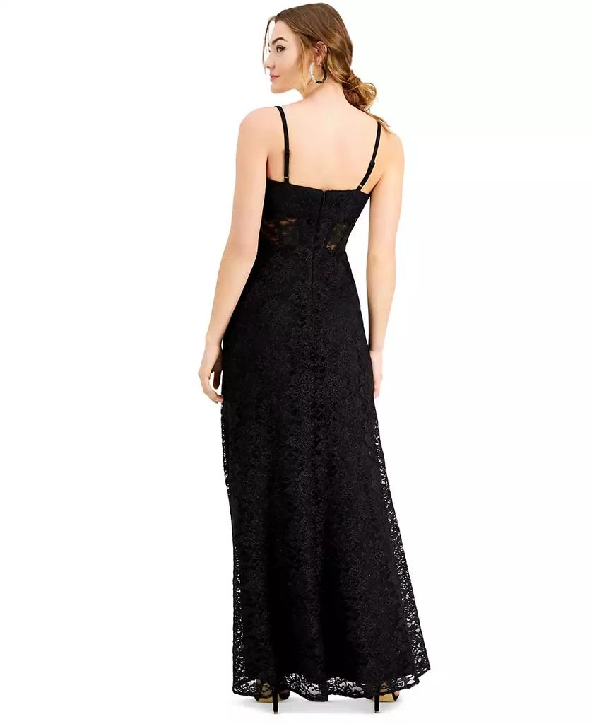 Morgan & Company Juniors' Glitter Scallop Lace Corset Gown 2