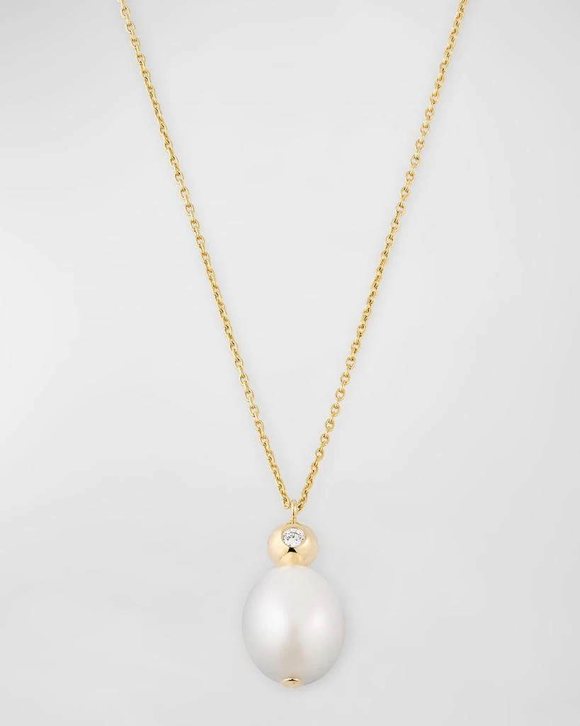 POPPY FINCH Oval Pearl with Diamond Dome Pendant Necklace 1