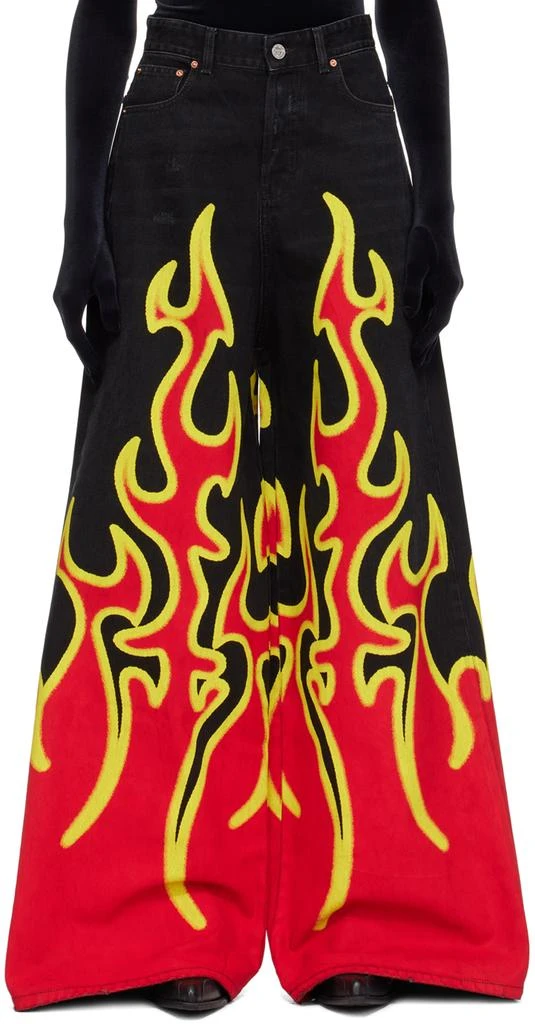 Vetements Black & Red Fire Big Shape Jeans 1