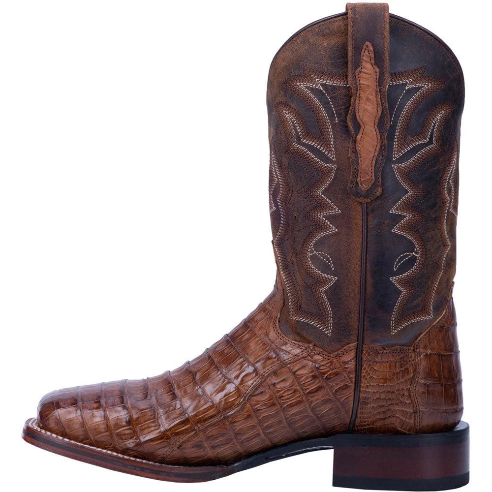 Dan Post Boots Kingsly Caiman Croc Embroidered Square Toe Pull On Cowboy Boots 3
