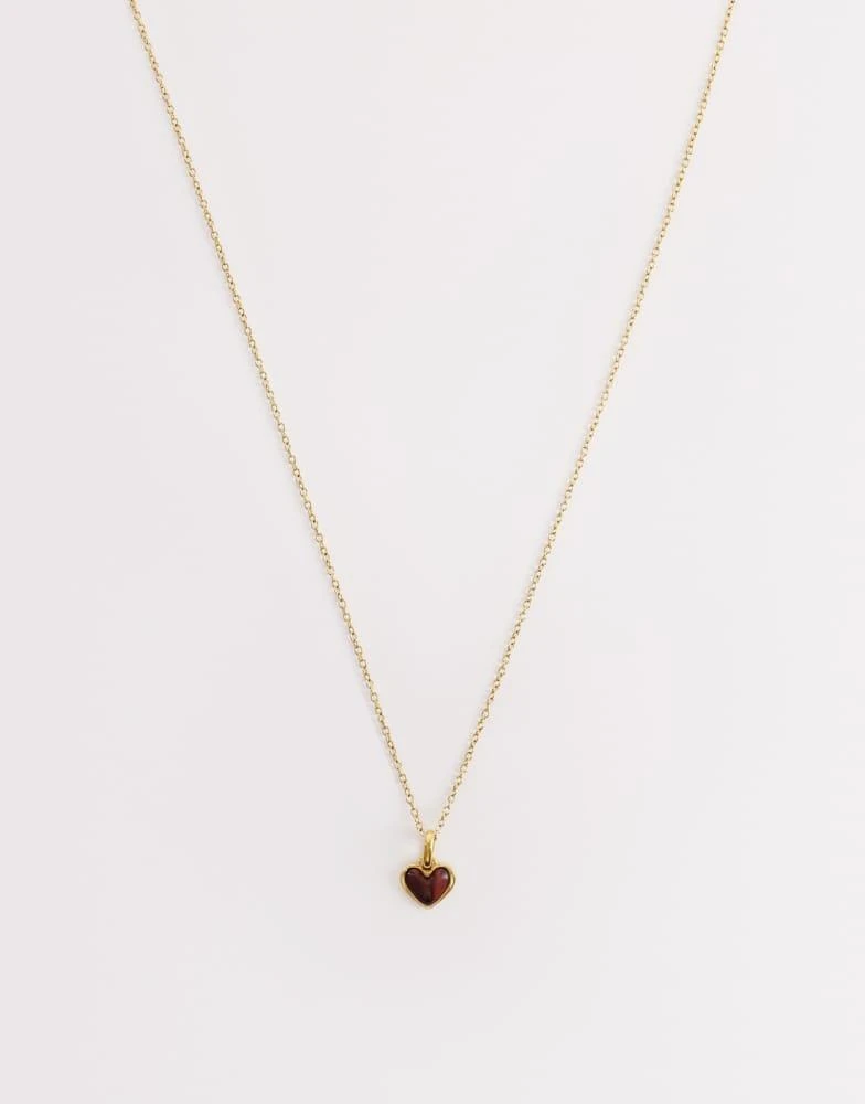 Abbott Lyon Abbott Lyon tigers eye heart pendant necklace in 18k plated stainless steel in gold