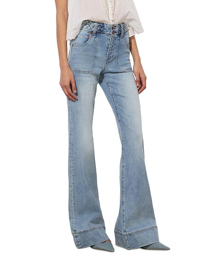 Alice + Olivia Juno High Rise Braided Waistband Jeans in Anabell Blue 4