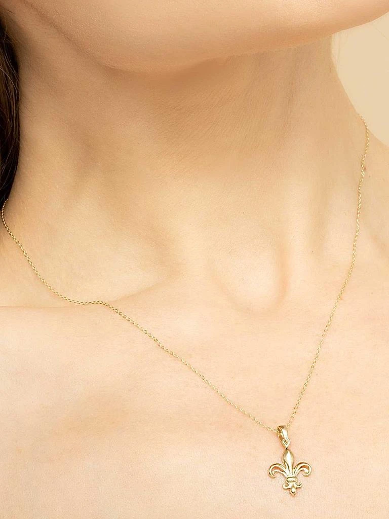 Oradina 14K Yellow Gold Fleur De Lis Pendant Necklace 3