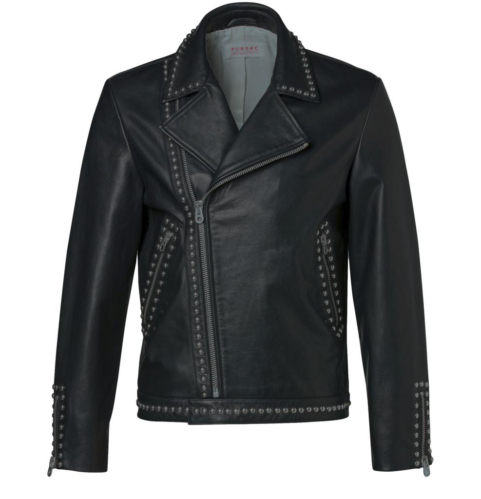Fursac Calfskin leather jacket with studs