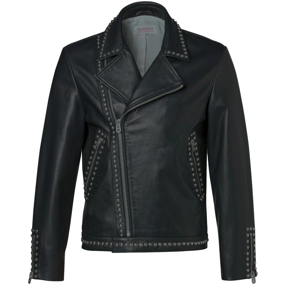 Fursac Calfskin leather jacket with studs 1
