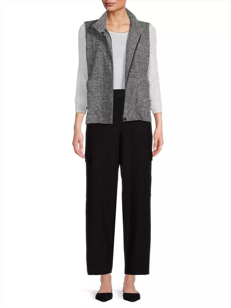 Eileen Fisher Stand Collar Tweed Vest 2