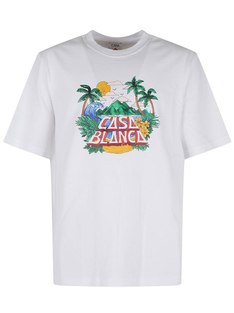 Casablanca Oversized Beach Wave Graphic T-Shirt In Organic Cotton