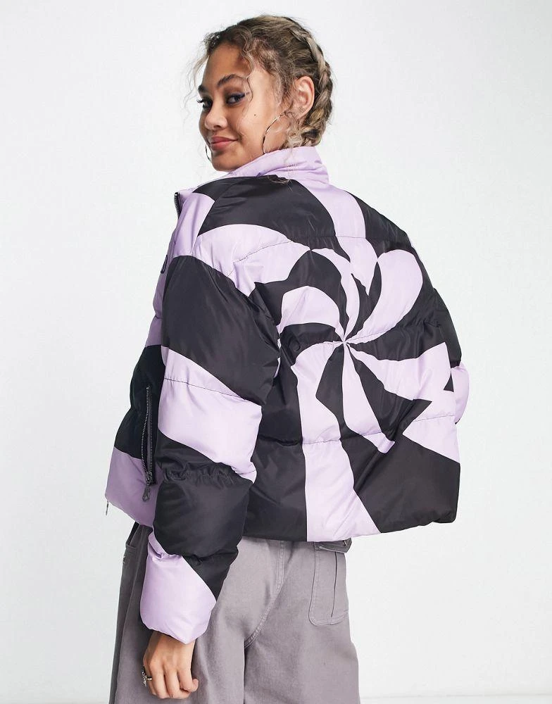 The Ragged Priest The Ragged Priest cropped puffer coat with trippy heart print back in multi 2