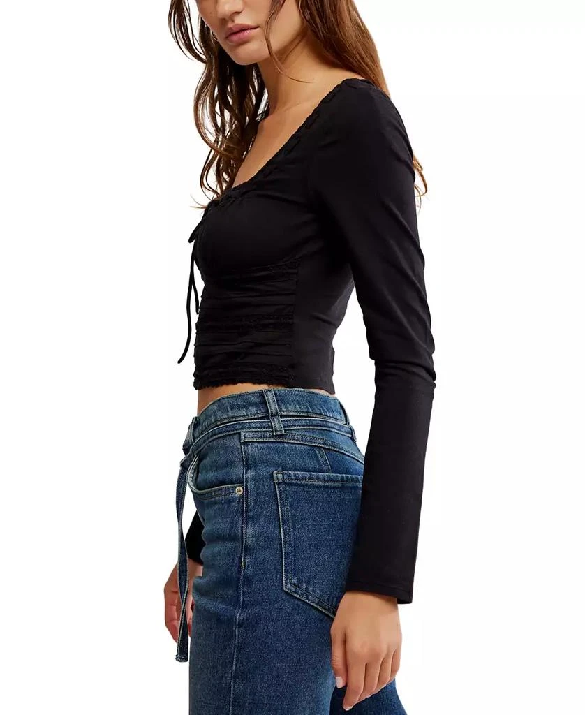 Free People Women's Scarlet Smocked Long-Sleeve Crop Top 3