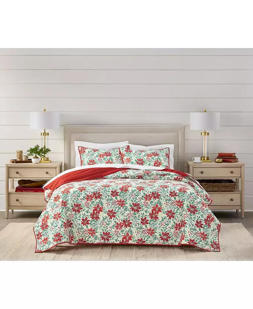 Holiday Lane Poinsettia Quilt Set, Twin, Exclusively for Macy
s 2