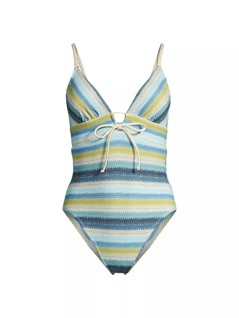 Robin Piccone Lyra Striped Keyhole One-Piece Swimsuit 1