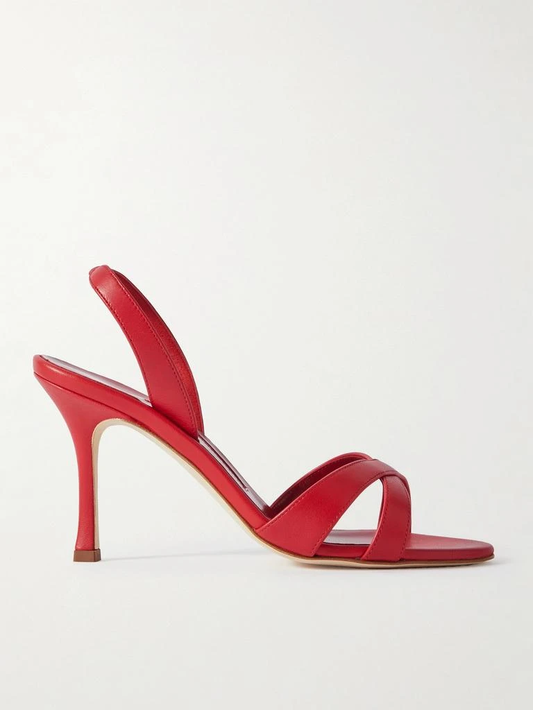 Manolo Blahnik Callasli 90 皮革露跟凉鞋  - IT36 1