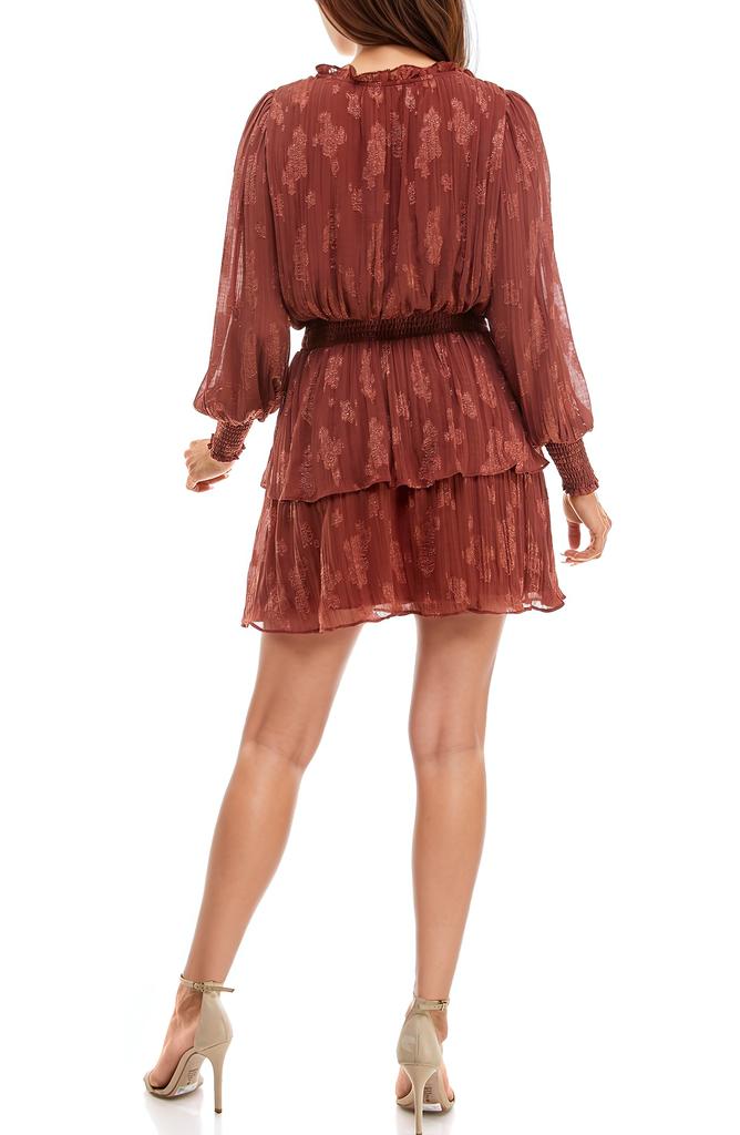 Socialite Smocked Tiered Ruffle Long Sleeve Minidress