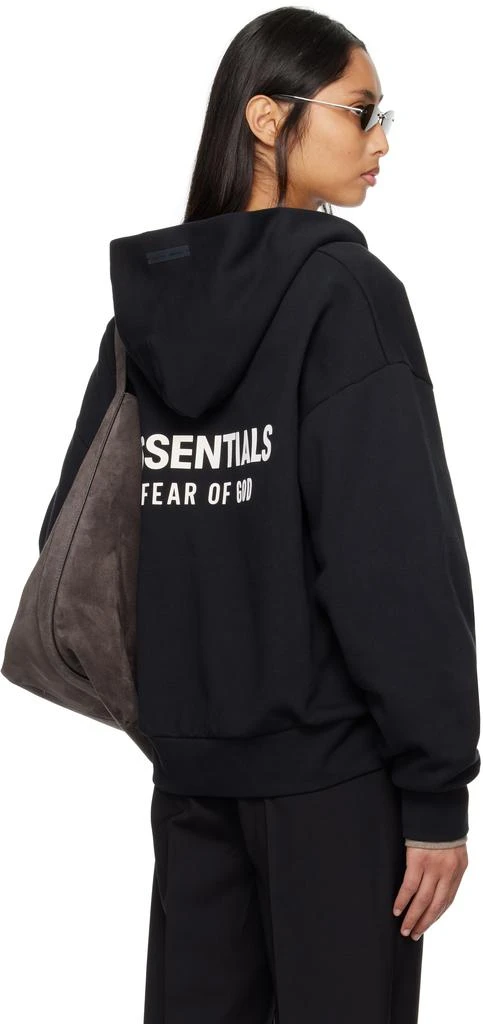 Essentials Black Classic Full Zip-Up Hoodie 3