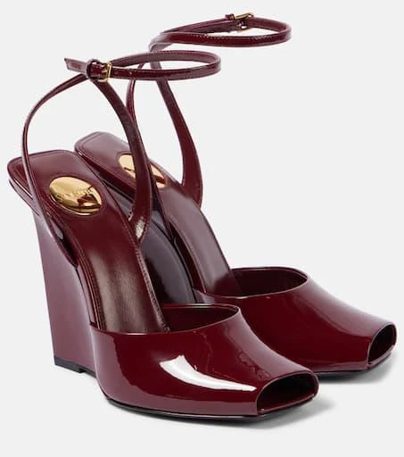 Saint Laurent Le Scandale Patent Leopard Wedge Sandals main image 1