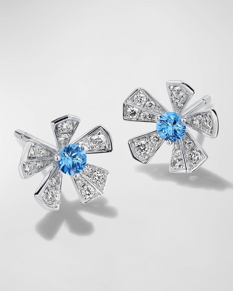 Mimi So 18K White Gold Wonderland Medium Orchid Blue Sapphire and Pave Diamond Stud Earrings 1