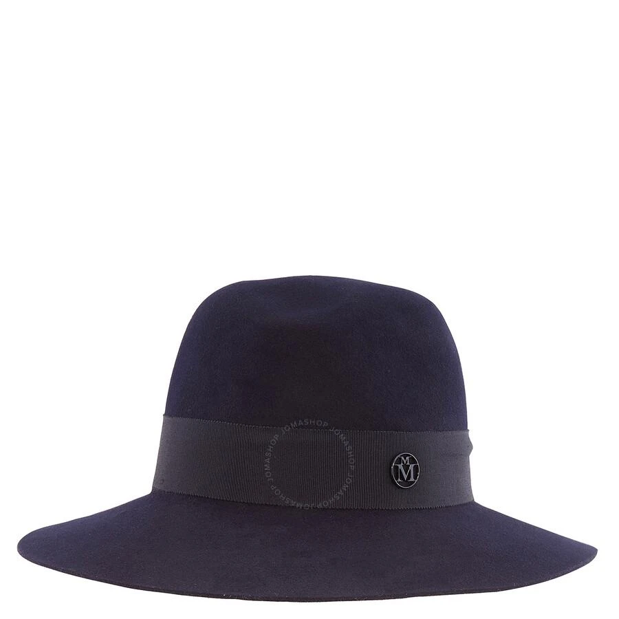 MAISON MICHEL Ladies Navy Henrietta Wool Felt Fedora Hat 1