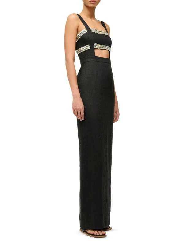 Staud Mickey Linen Embellished Maxi Dress 3