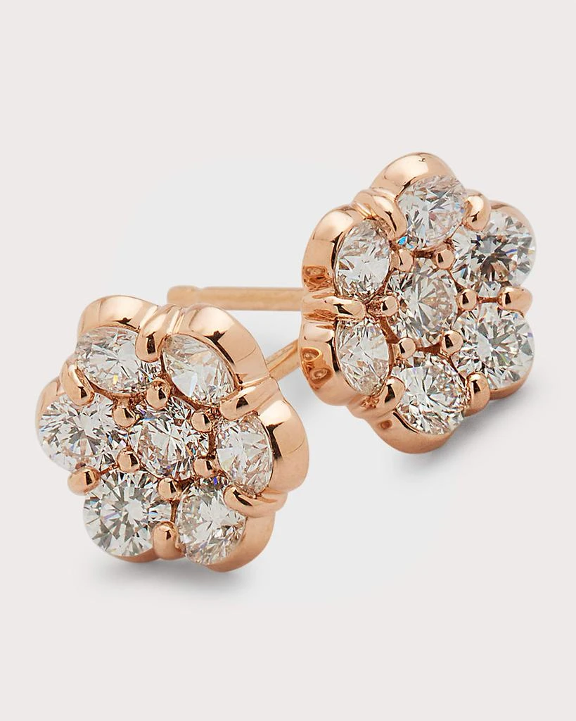 Bayco 18k Rose Gold Floral Diamond Stud Earrings 3
