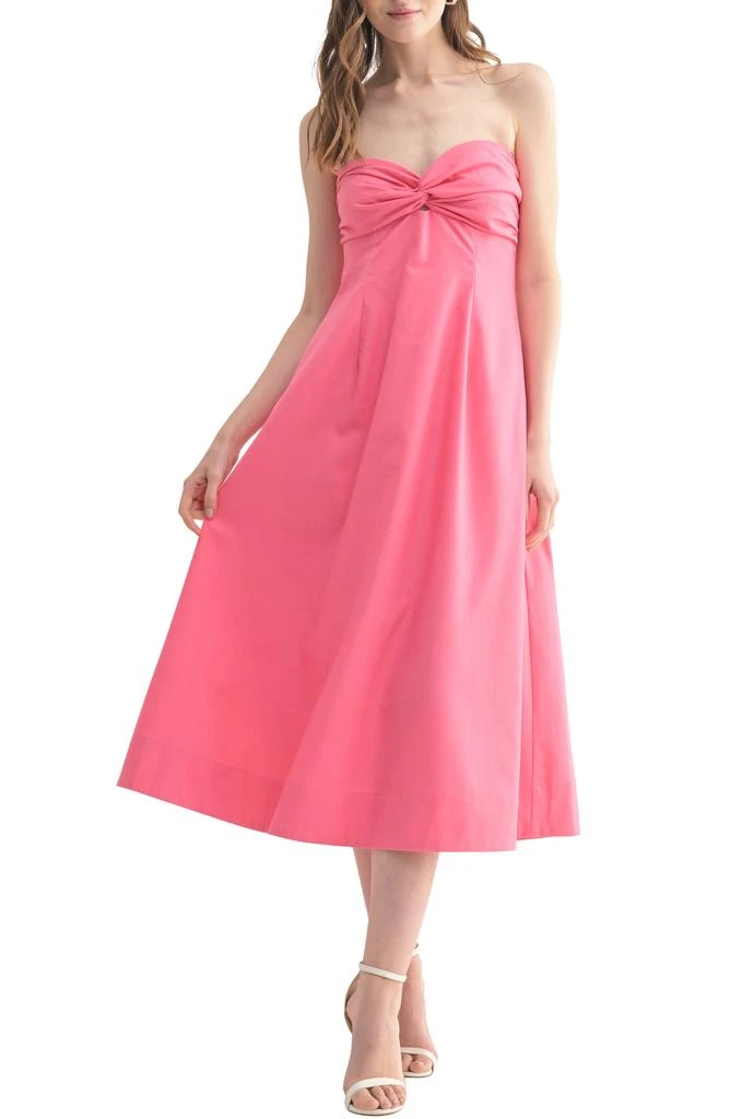 Shop Twist Front Strapless Midi Dress on Sale at BeyondStyle – Get