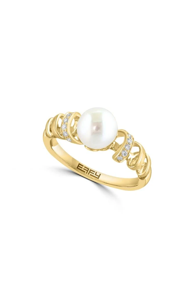 Effy 14K Gold Diamond 
7mm Freshwater Pearl Ring