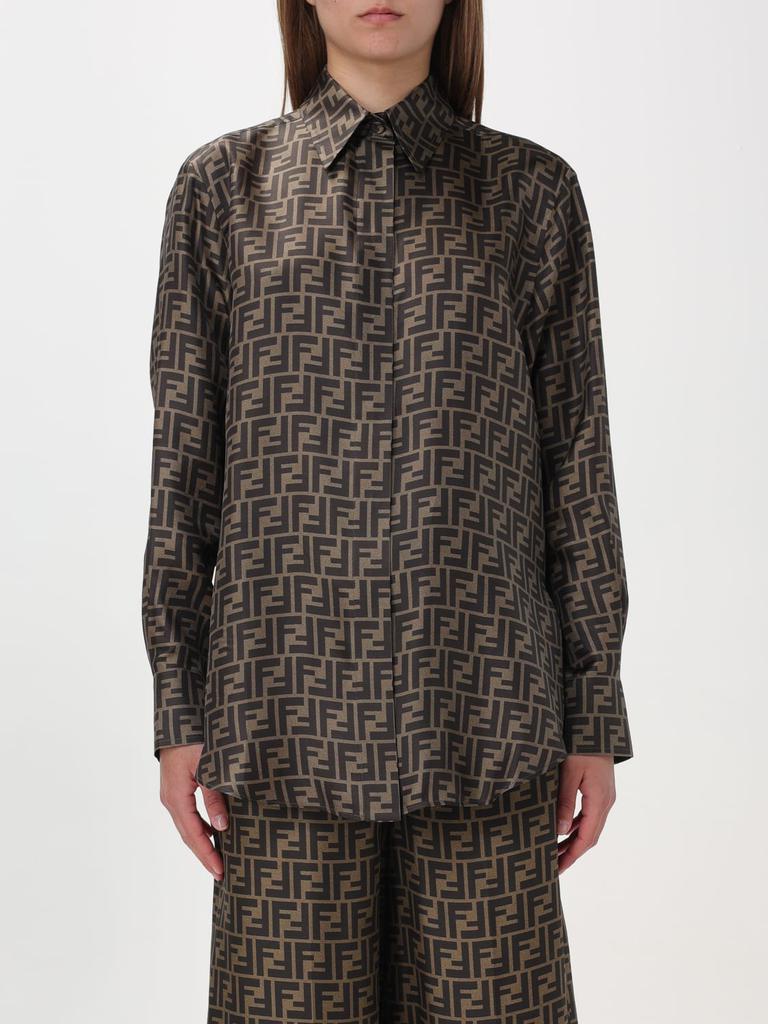 FENDI  シャツ　レディース FENDI シャツ | ストライプ柄シャツ グレー レディース | YOOX