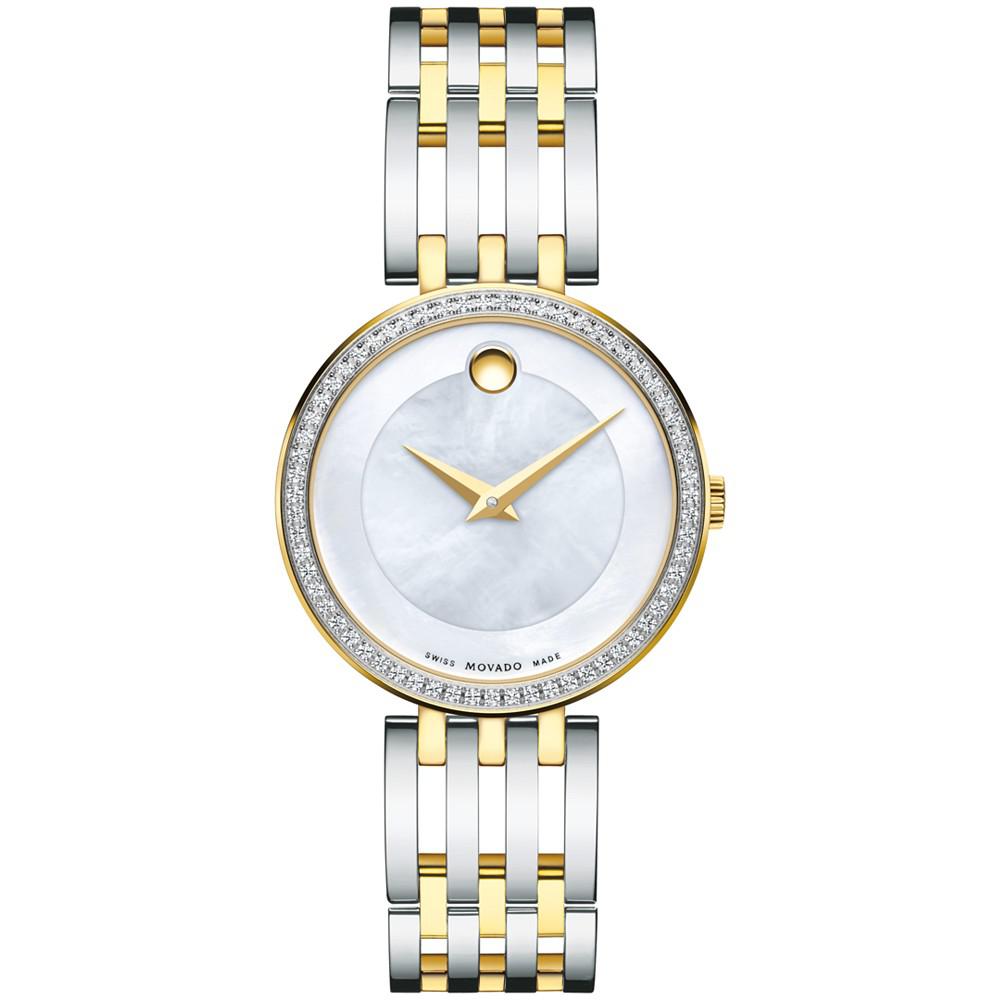 Movado Women's Swiss Esperanza Diamond (1/4 ct. t.w.) Two-Tone PVD Stainless Steel Bracelet Watch 28mm