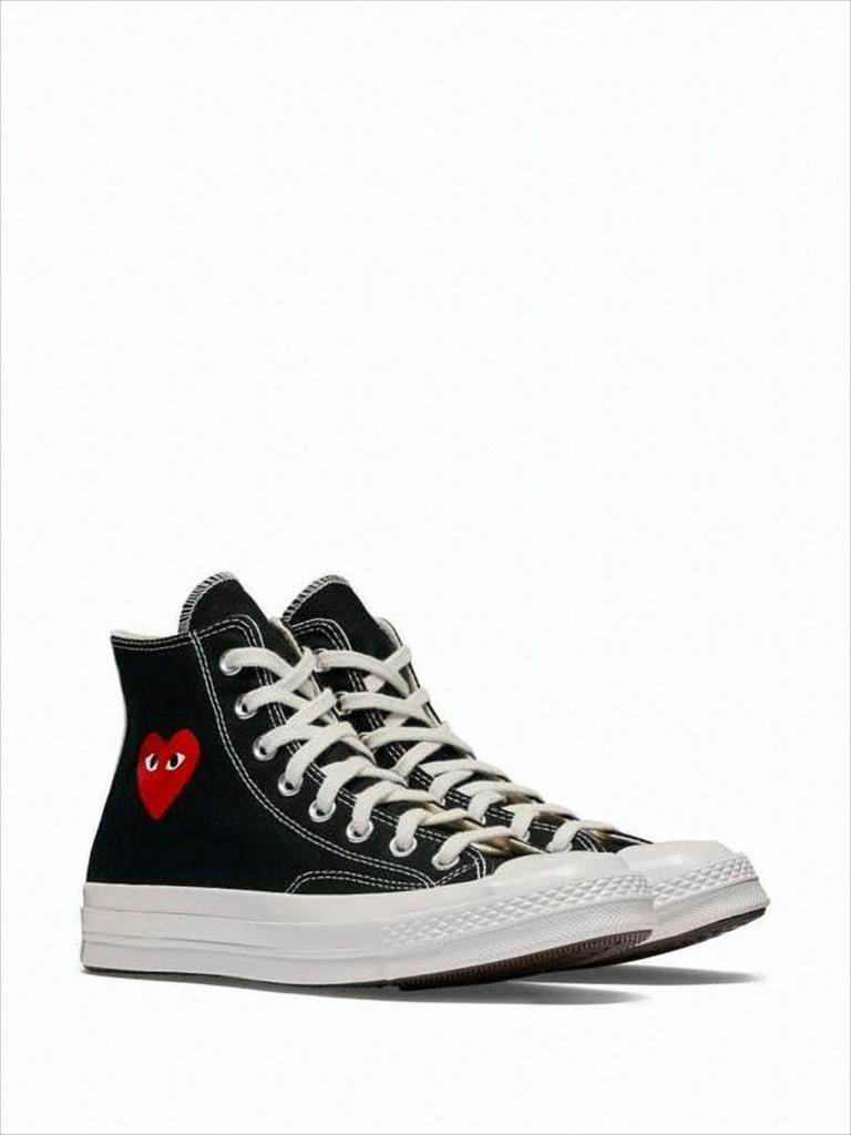 Comme des Garcons High-Top Sneakers With Classic Canvas Upper And Iconic Heart Detail
