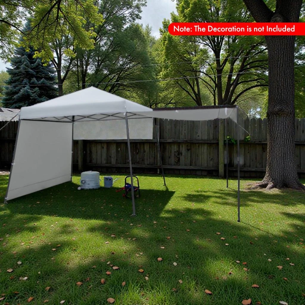 Hivvago Quick Setup 10x10 Ft Folding Canopy with Side Panels and Dual Awnings 2