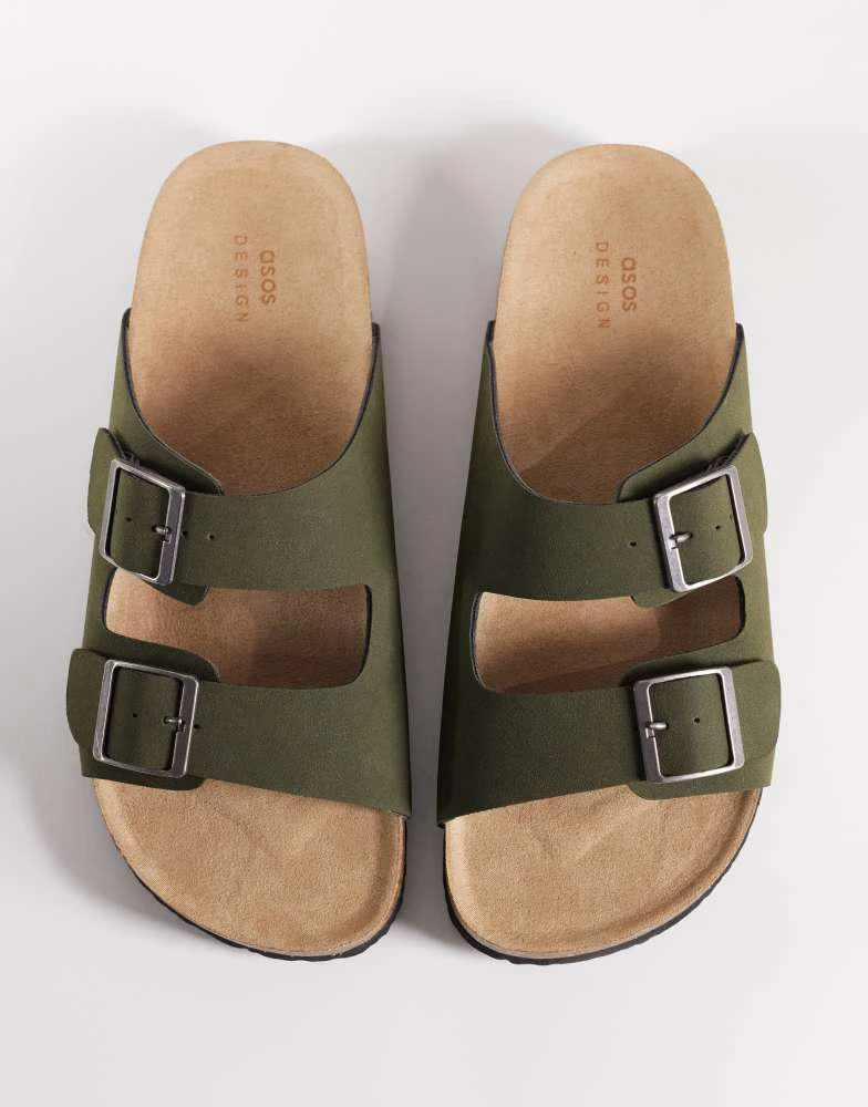 ASOS ASOS DESIGN two strap sandals with cork sole in khaki