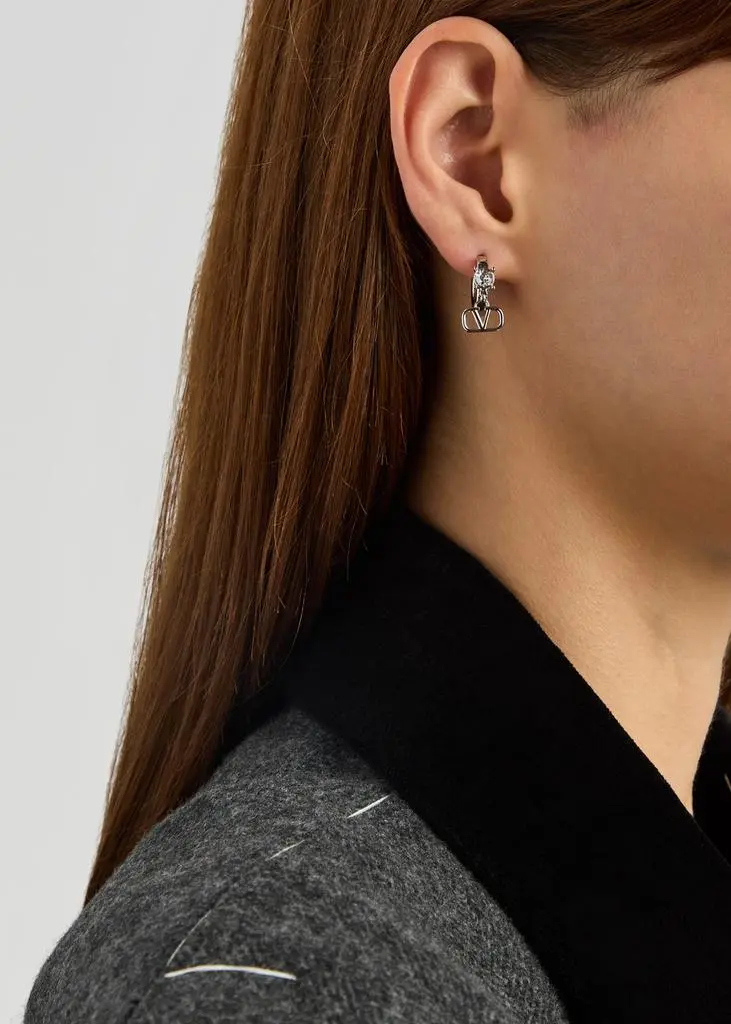 Valentino VLogo crystal-embellished drop earrings 2