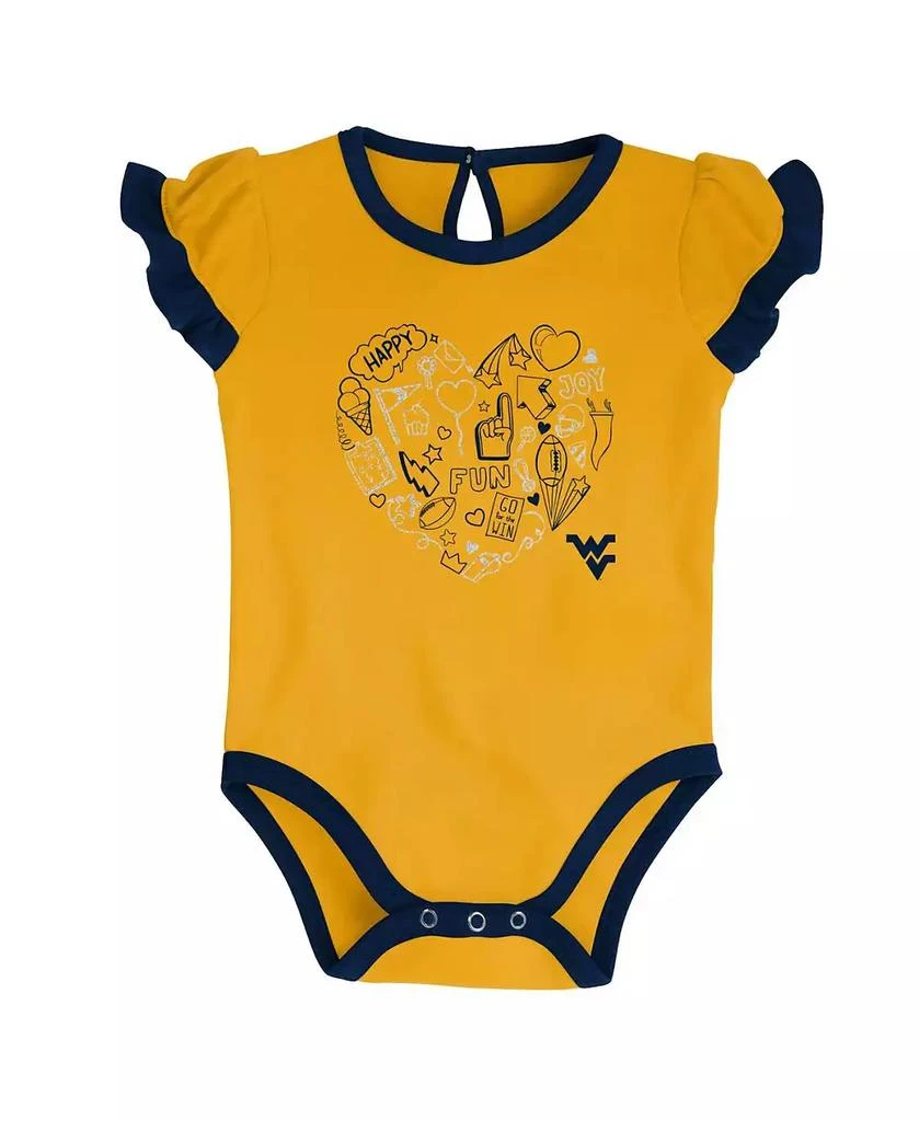Outerstuff Girls Newborn and Infant Navy, Gold West Virginia Mountaineers Too Much Love Two-Piece Bodysuit Set 2