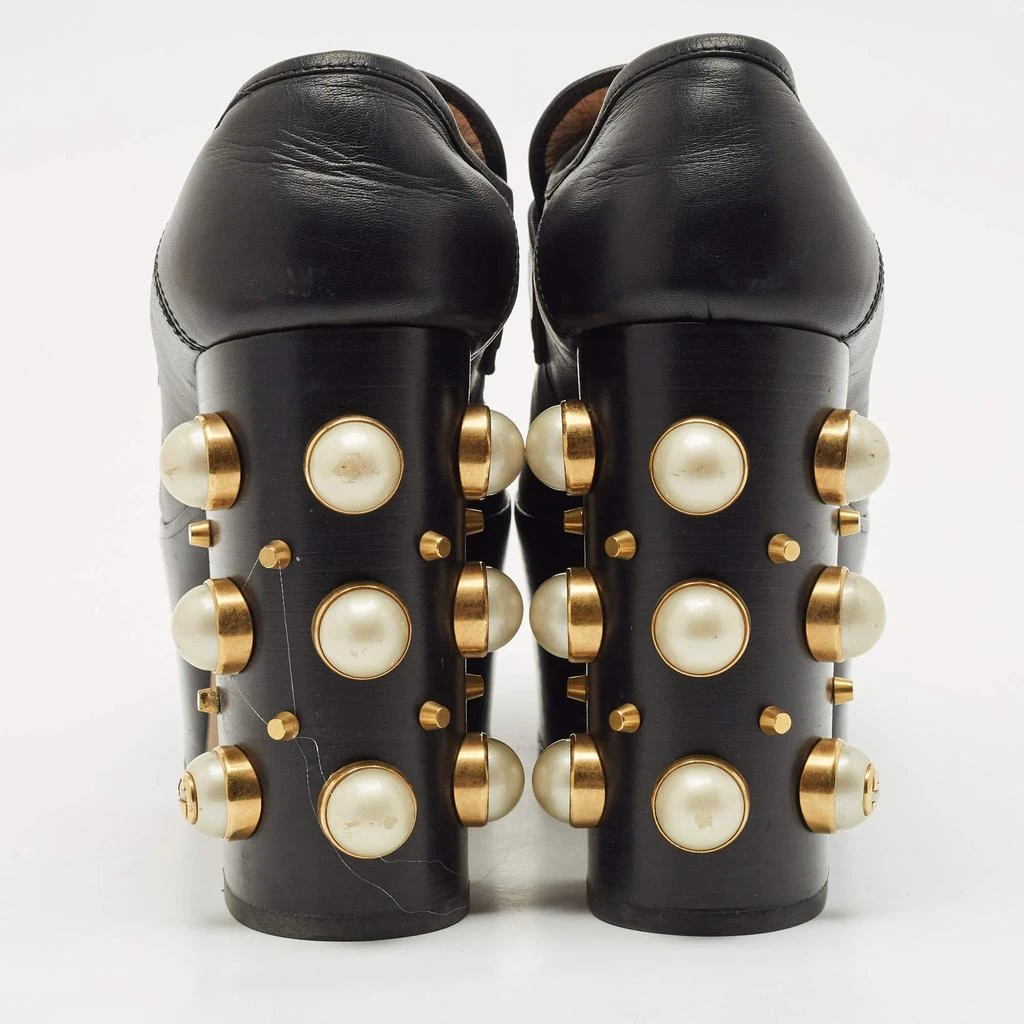 Gucci Gucci Black Leather Pearl Studded Vegas Platform Loafer Pumps Size 39 5