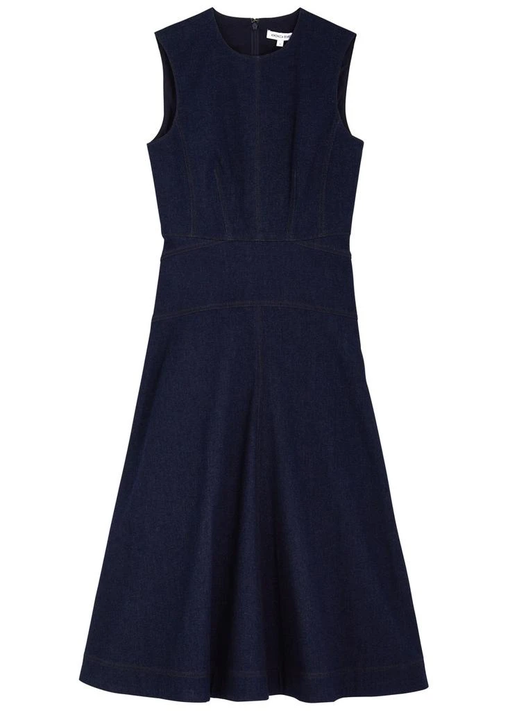 VERONICA BEARD Karrigan panelled chambray midi dress 1
