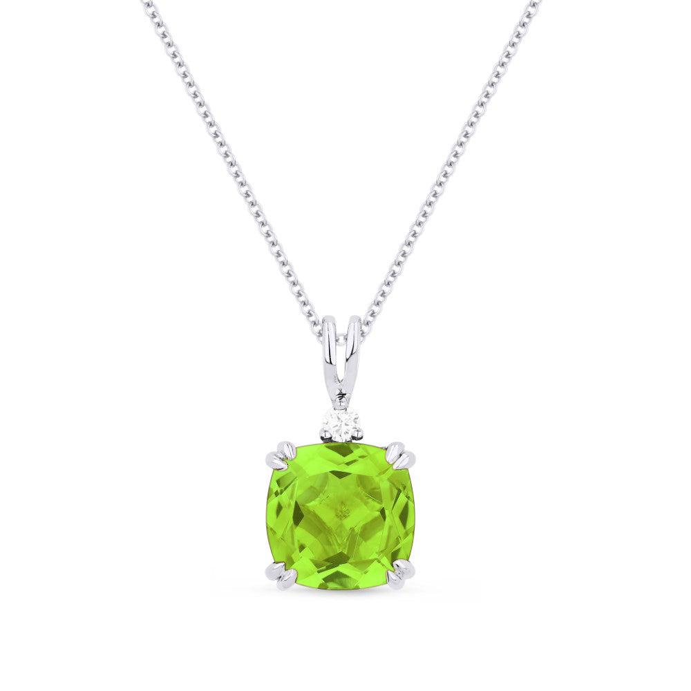 SSELECTS 2.05Ct Peridot 16"pendant Necklace In 14K White Gold